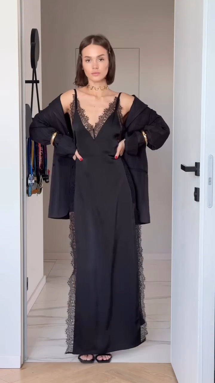 Satin Open-Front Dress