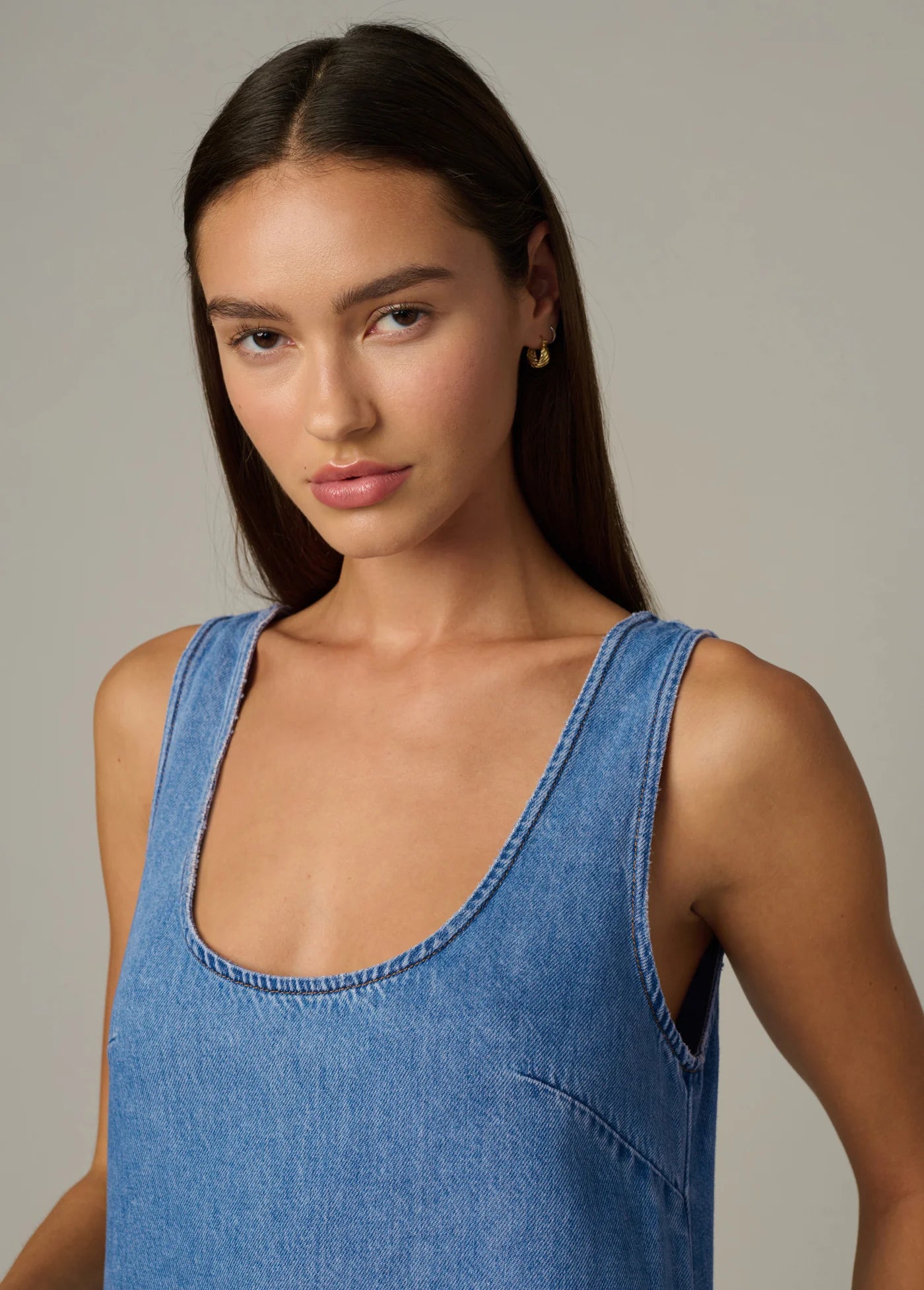 Retro-Inspired Loose Fit Denim Mini Dress