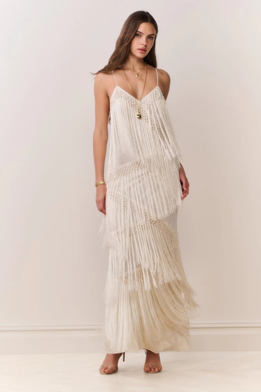 Delphi Fringe Lace Gown