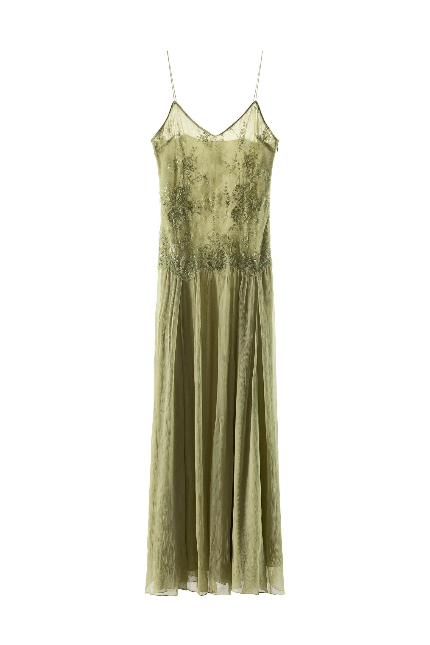 GEORGETTE DRESS WITH BEADED LACE
