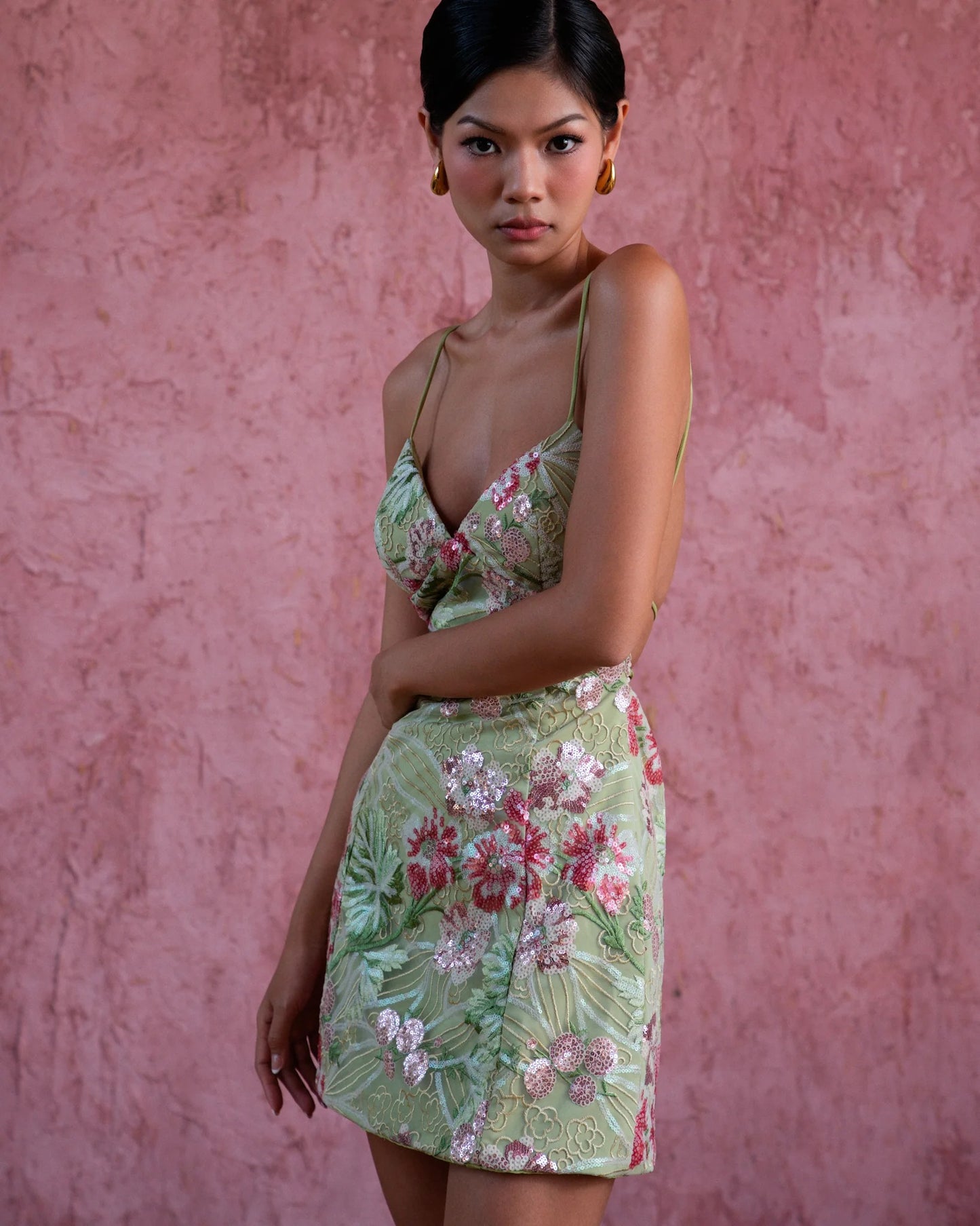 Floral Embellished Mini Dress