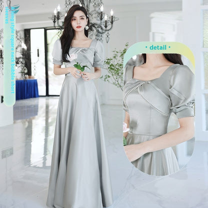 Avocado Green Sisters Group Dress Skirt Women Satin Spring