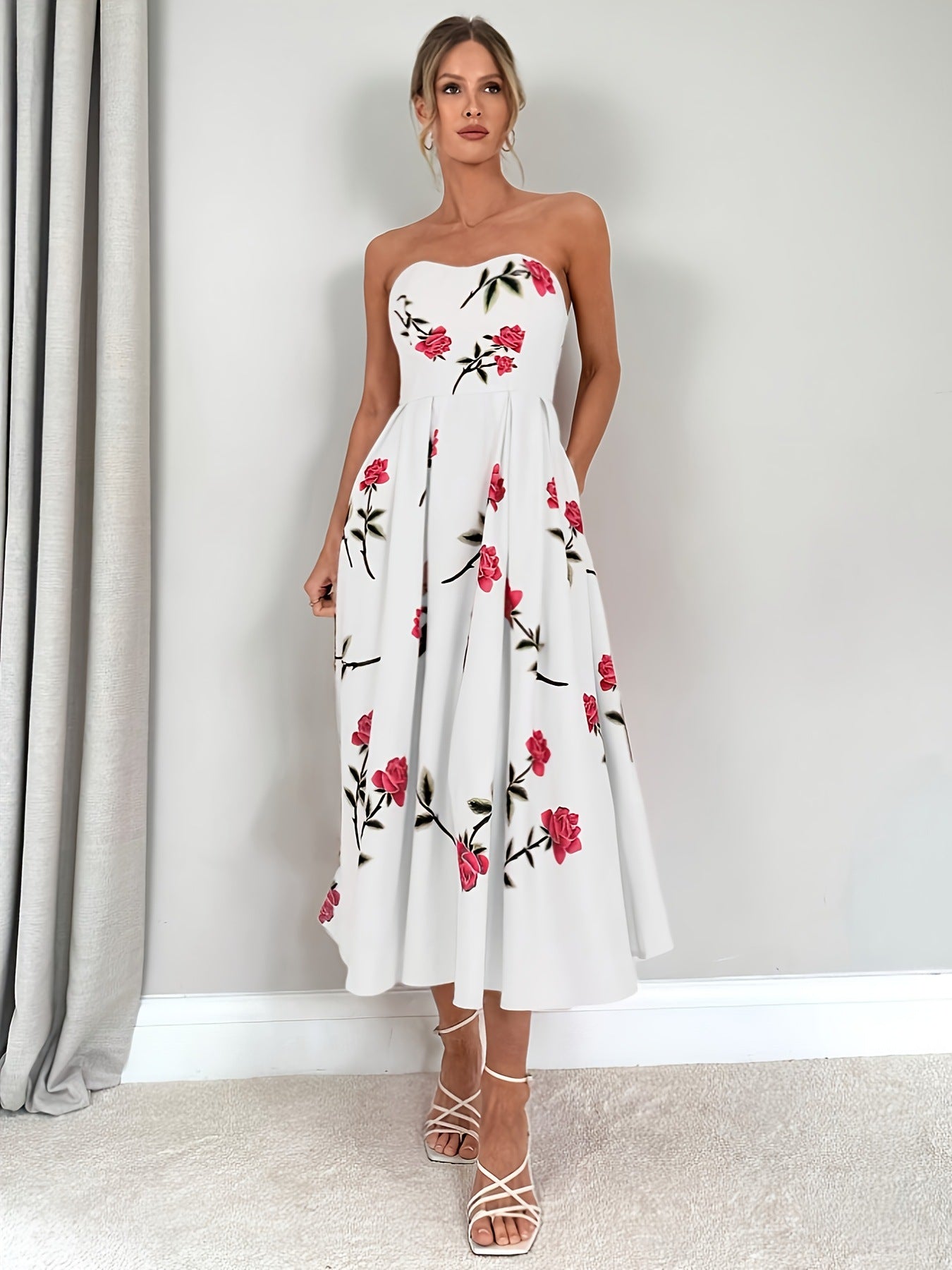 Elegant Line Women's A-Line Floral Print
