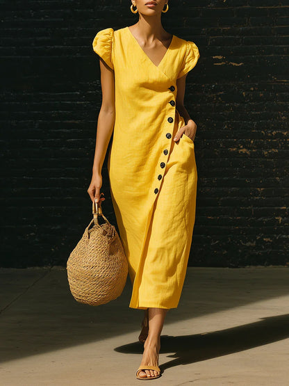Women's Casual V-Neck Short-Sleeve Dress