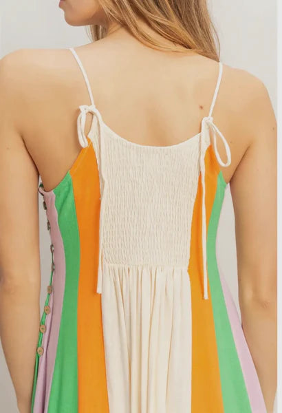 Vibrant Stripe Spaghetti Strap Sundress