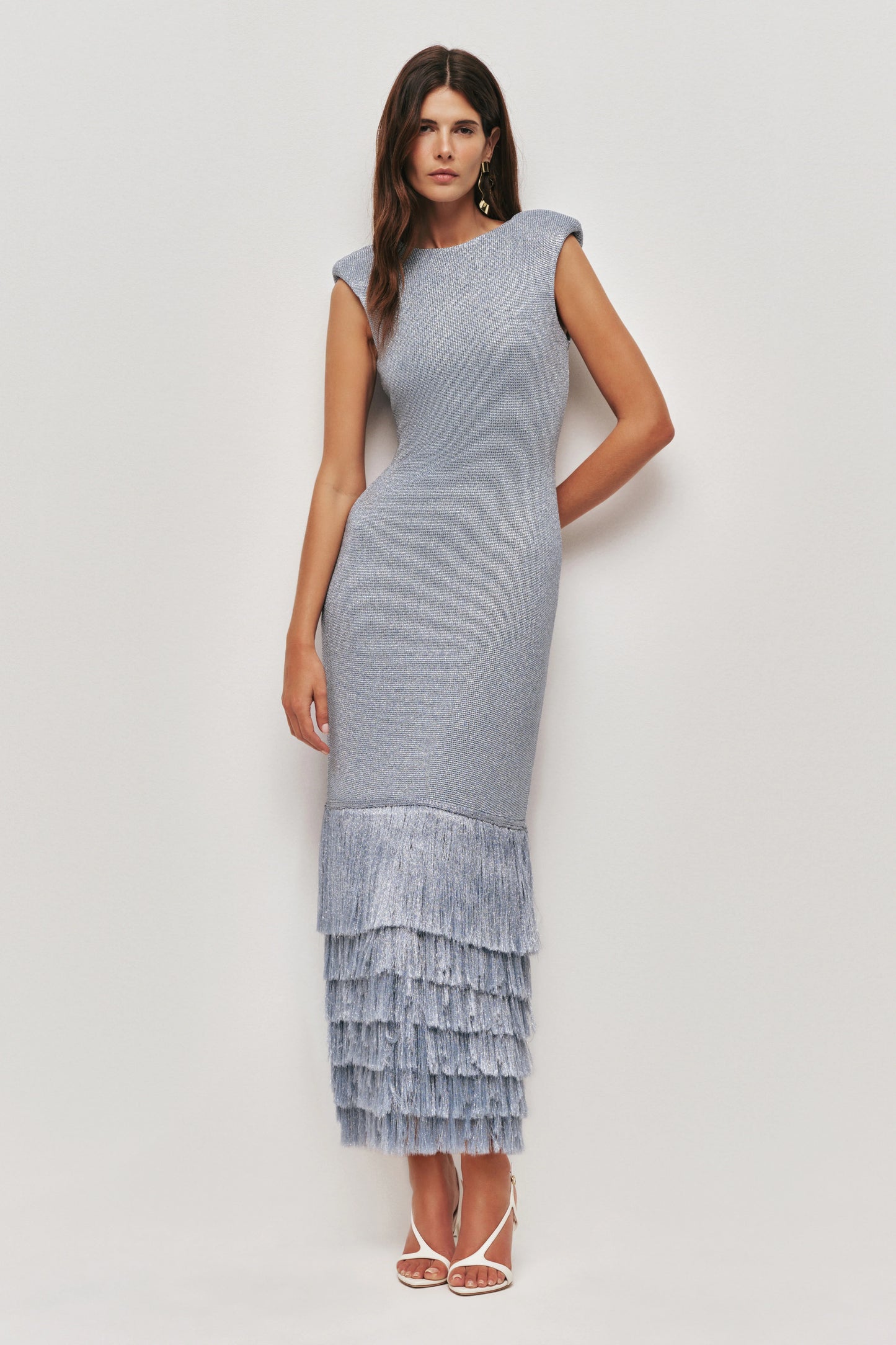 Tiered Fringe Metallic Maxi Dress ✨