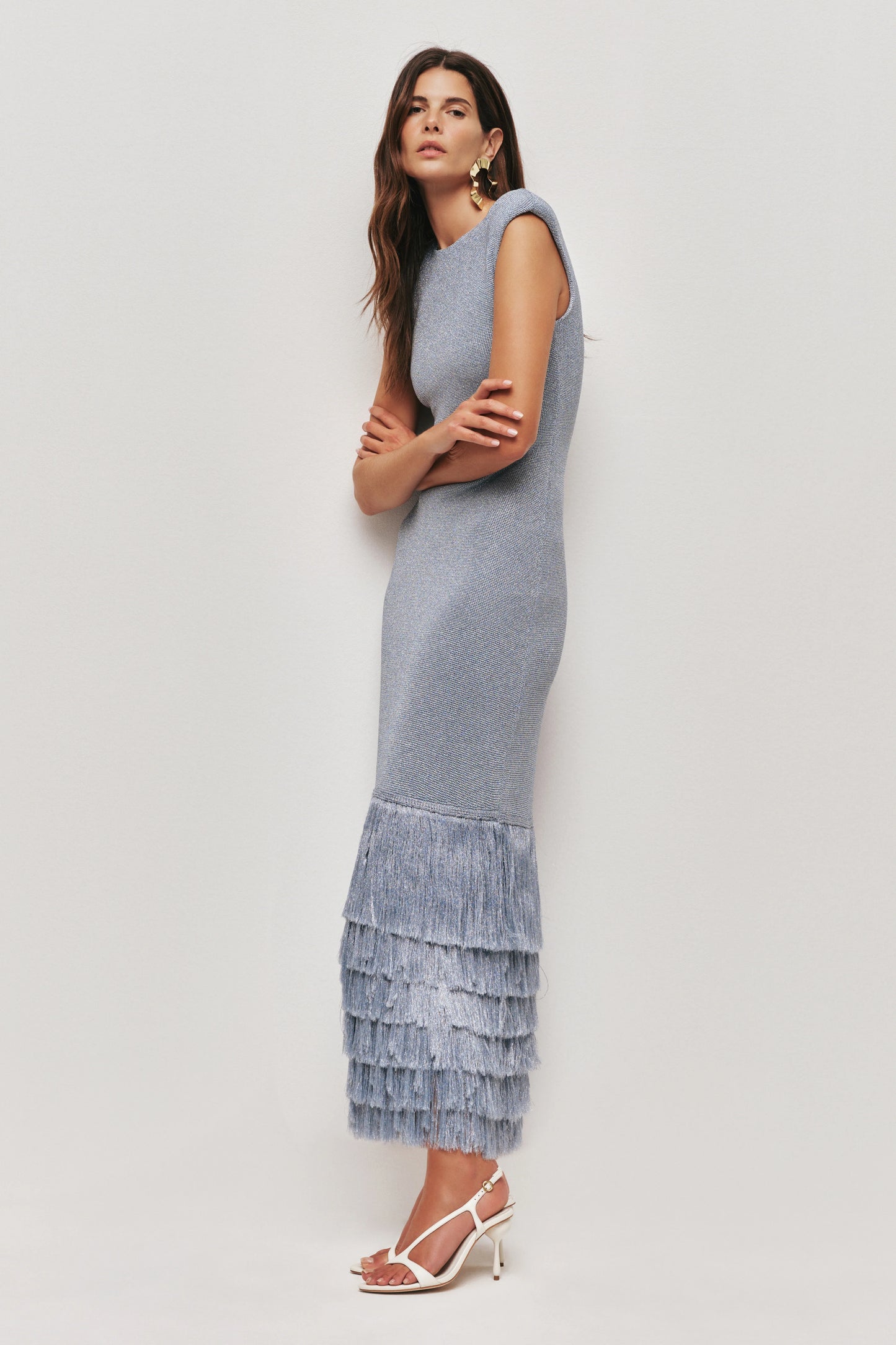 Tiered Fringe Metallic Maxi Dress ✨