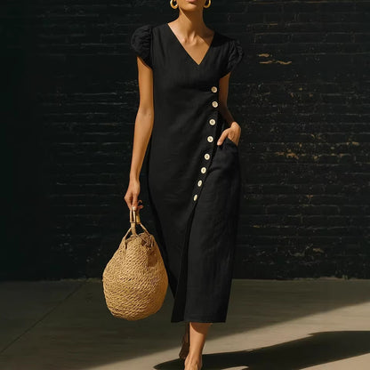 Women's Casual V-Neck Short-Sleeve Dress