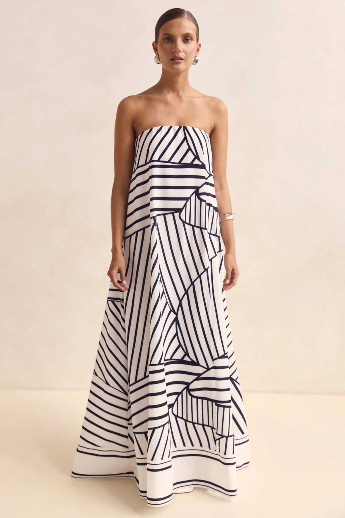 Off-the-shoulder Printed Slip Dress For Women