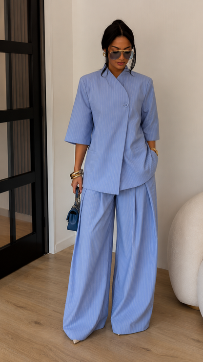 Celeste Pinstripe Palazzo Set