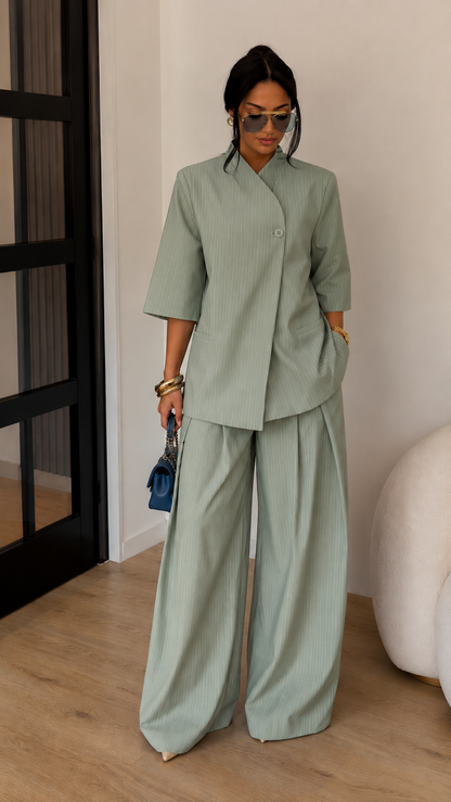 Celeste Pinstripe Palazzo Set