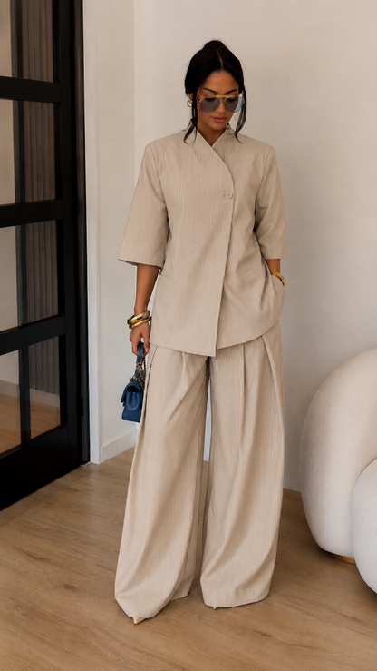 Celeste Pinstripe Palazzo Set