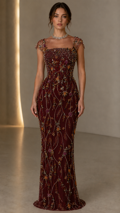 Celestia Beaded Evening Gown