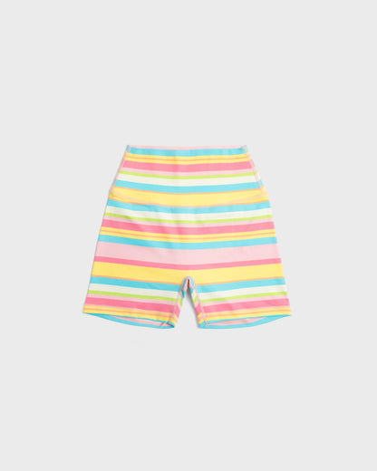 Sophisticated Vintage Pastel Stripe High-Waist Shorts Set