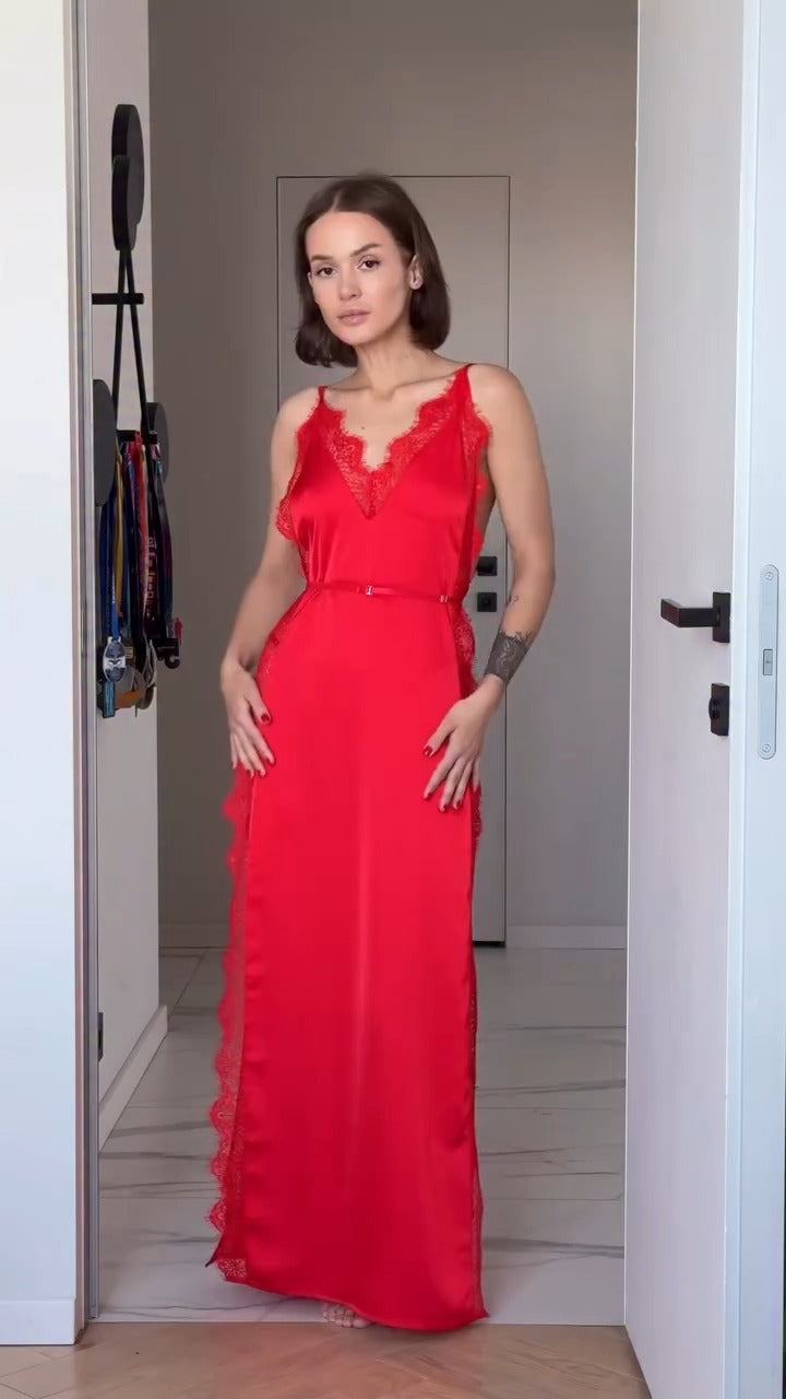 Satin Open-Front Dress