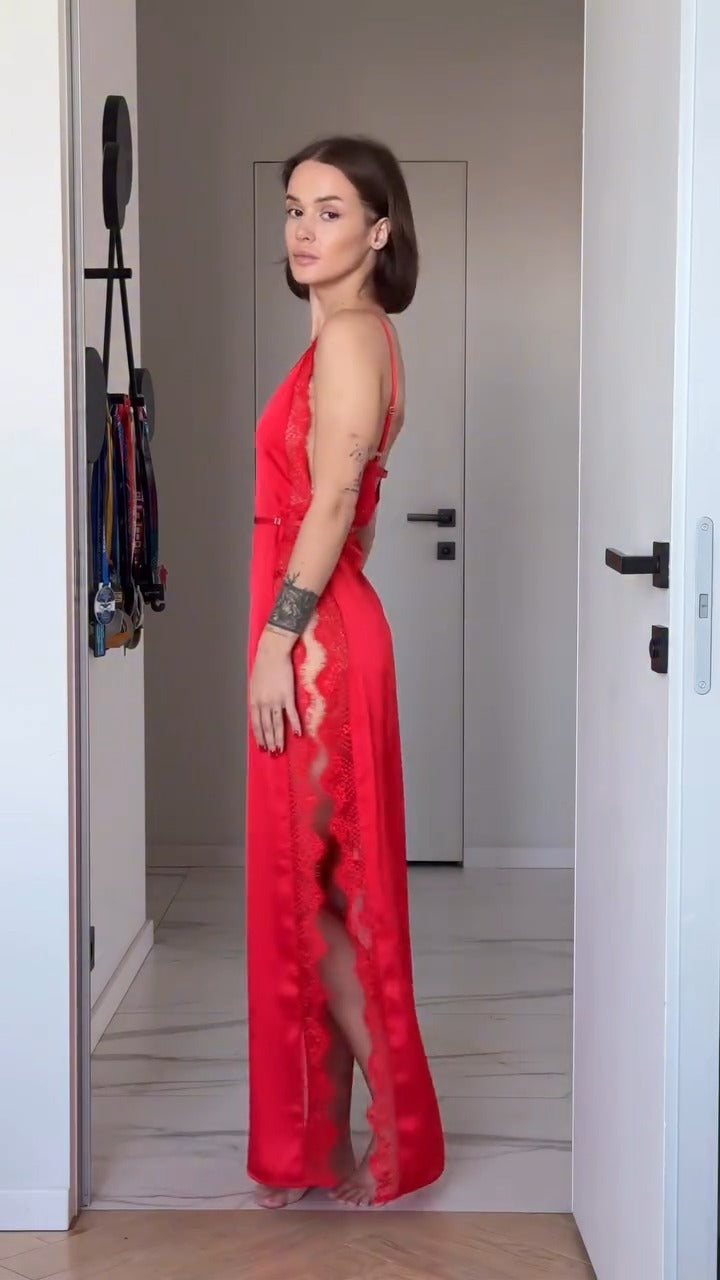 Satin Open-Front Dress