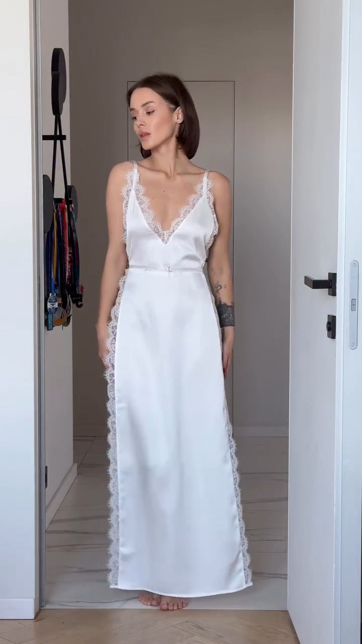 Satin Open-Front Dress