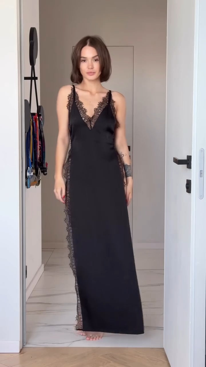Satin Open-Front Dress
