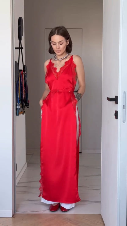 Satin Open-Front Dress