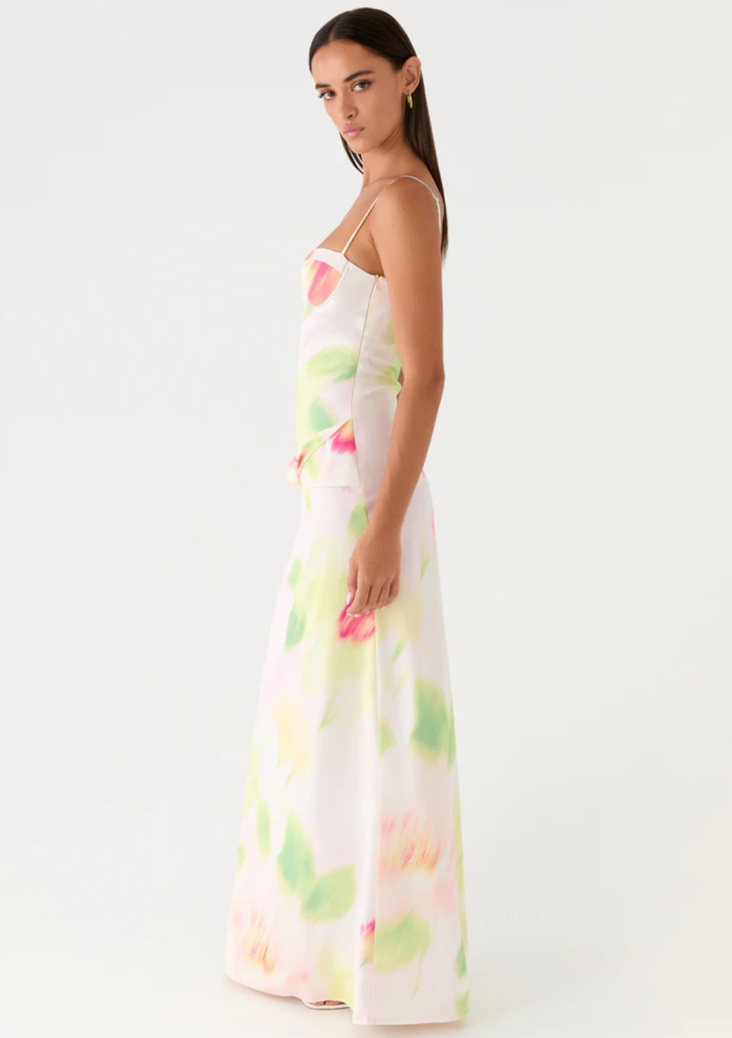 Watercolor Floral Cami Bodycon Maxi Dress
