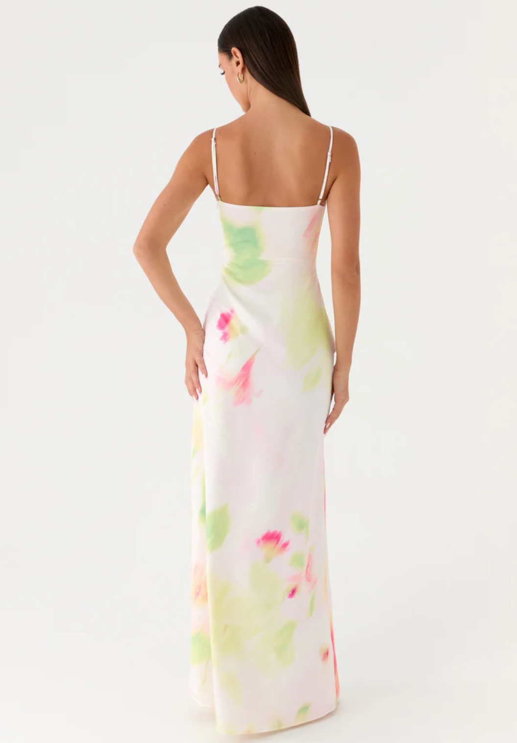 Watercolor Floral Cami Bodycon Maxi Dress