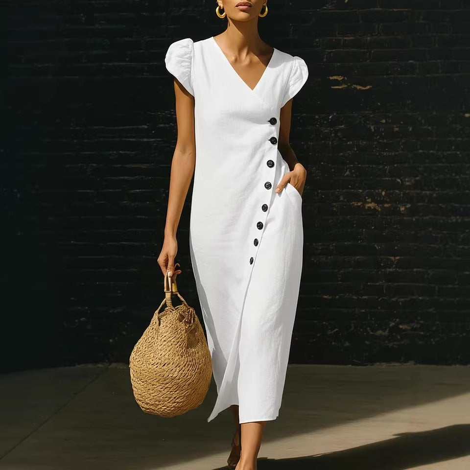 Women's Casual V-Neck Short-Sleeve Dress