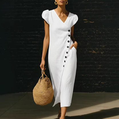 Women's Casual V-Neck Short-Sleeve Dress