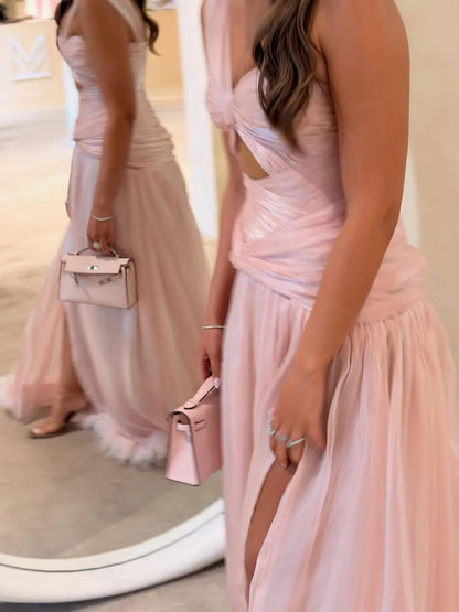 Draped shimmer gown