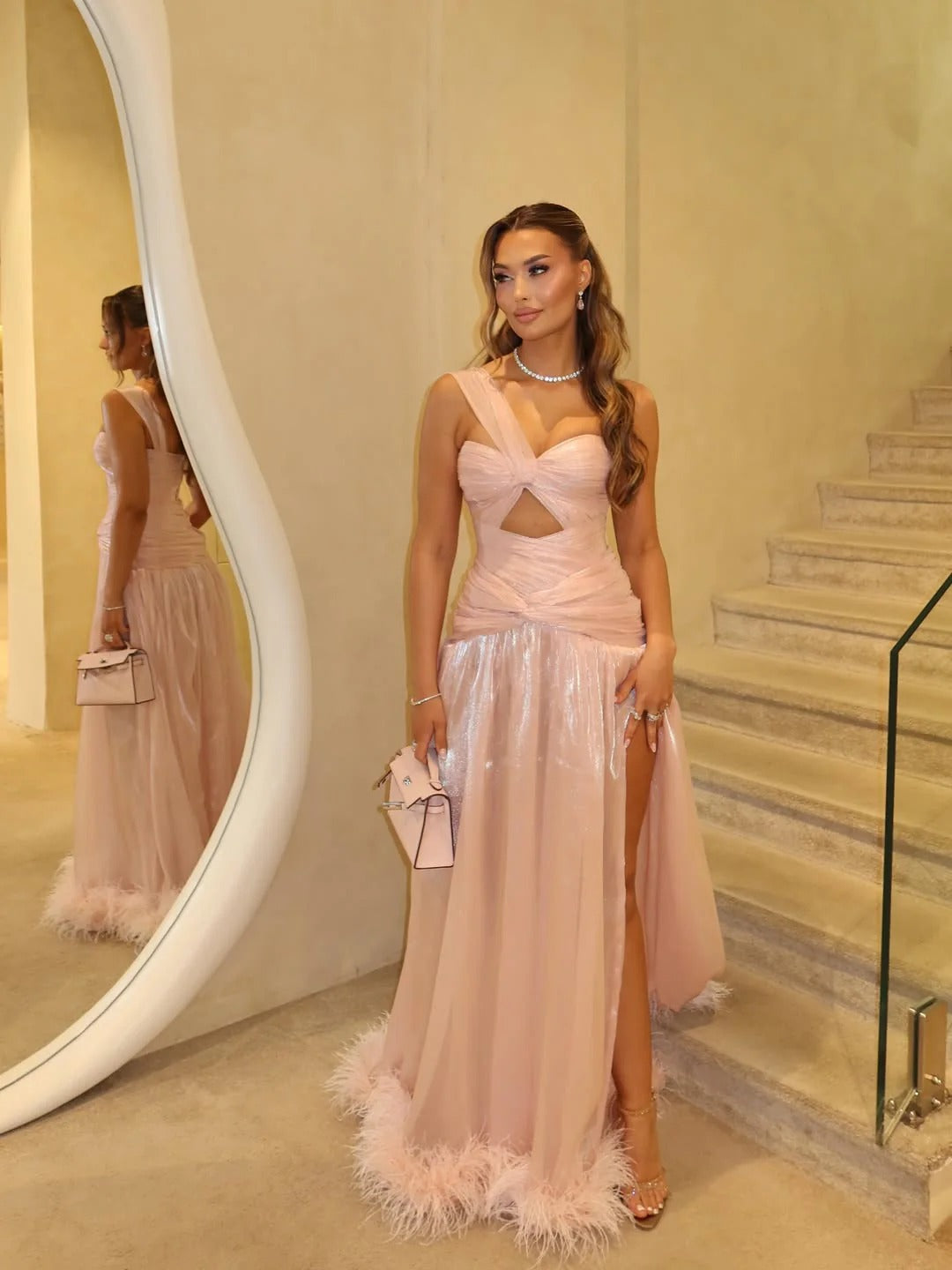 Draped shimmer gown