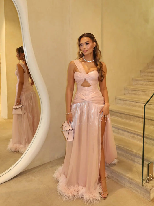 Draped shimmer gown