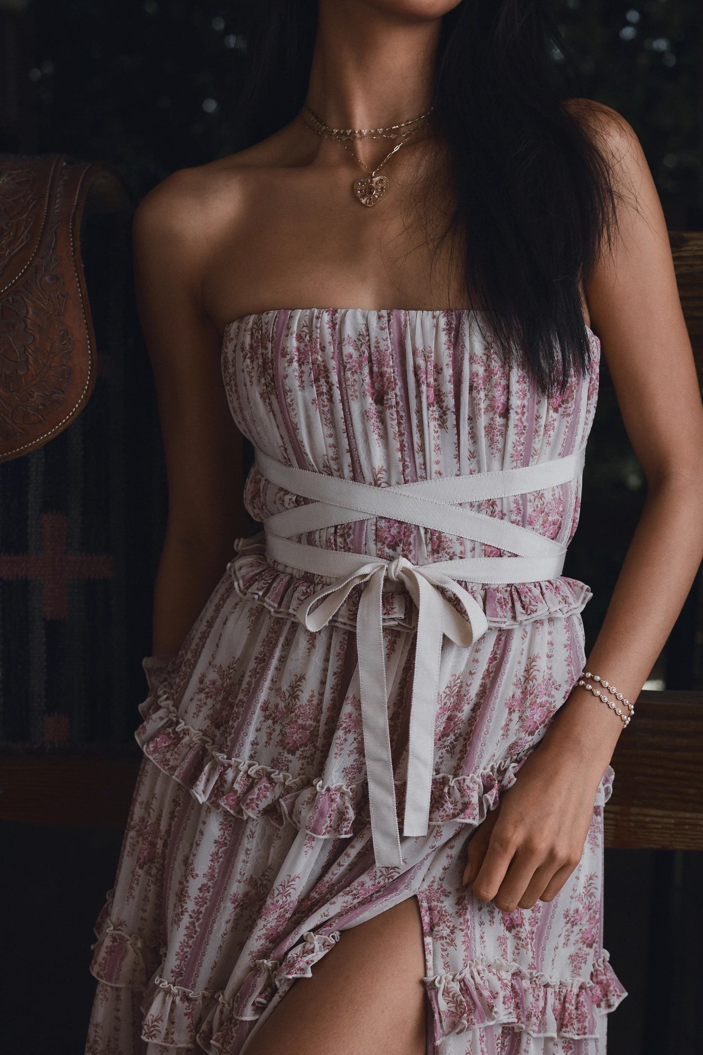 The Shelby Dress in Strawberry Victorian Stripe