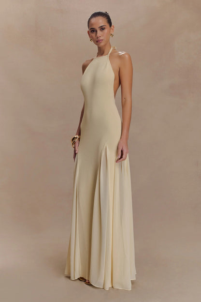 Knit And Mesh Halter Maxi Dress
