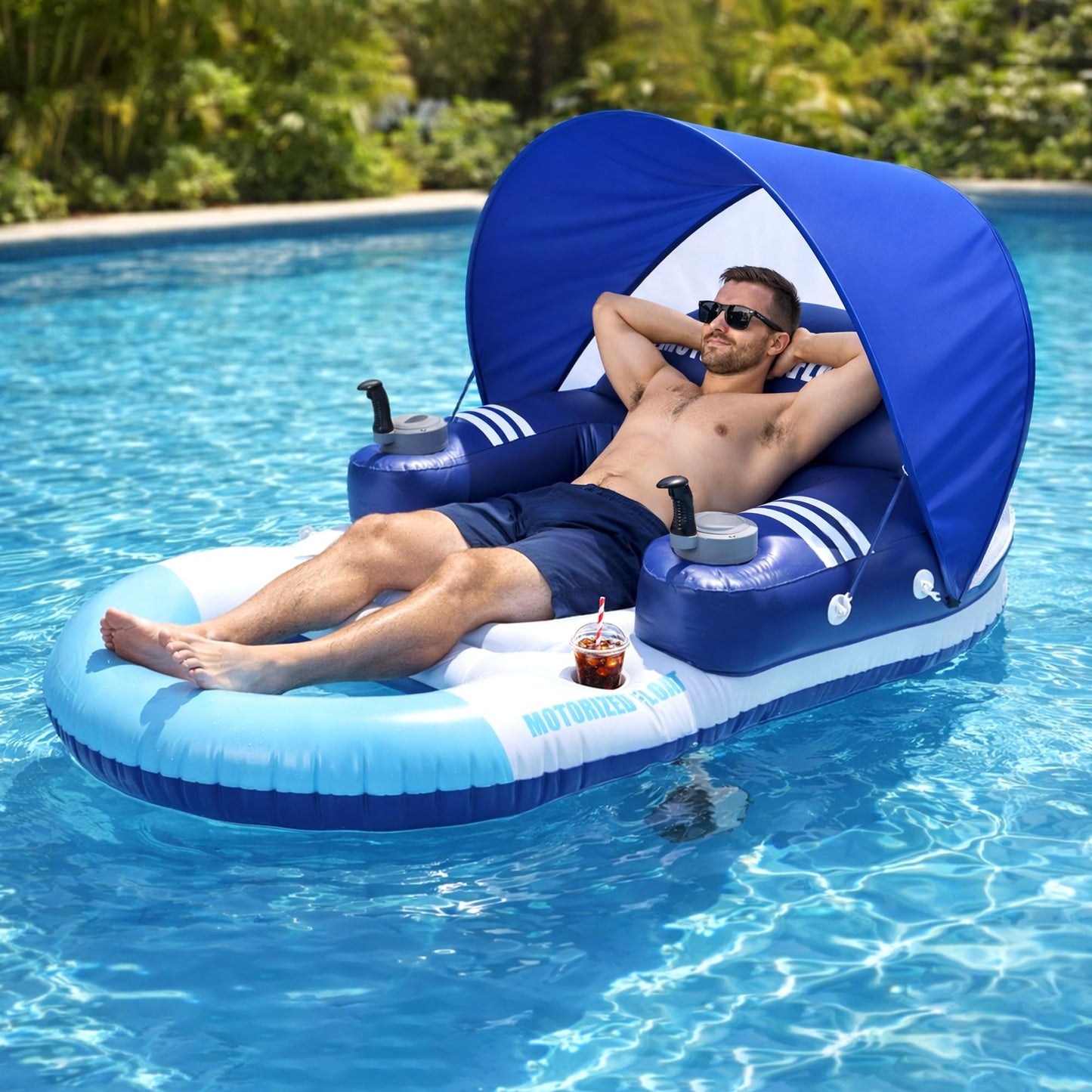 Motorized Pool Float with Canopy