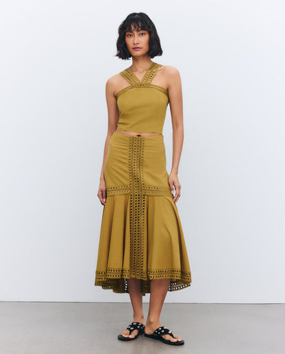 Lace-Trimmed Cut-Out Camisole Dress