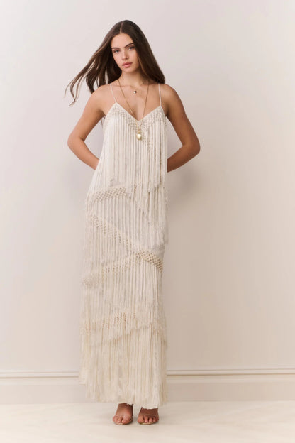 Delphi Fringe Lace Gown