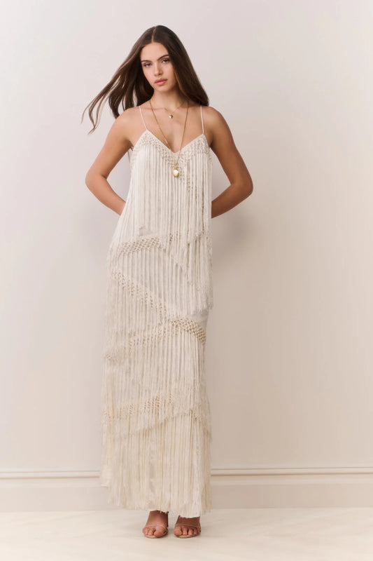 Delphi Fringe Lace Gown