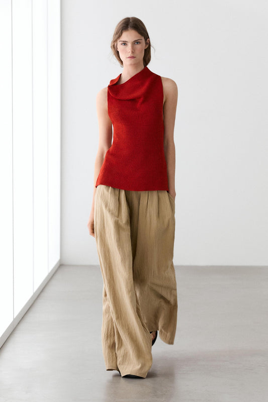 Palazzo trousers with box pleats