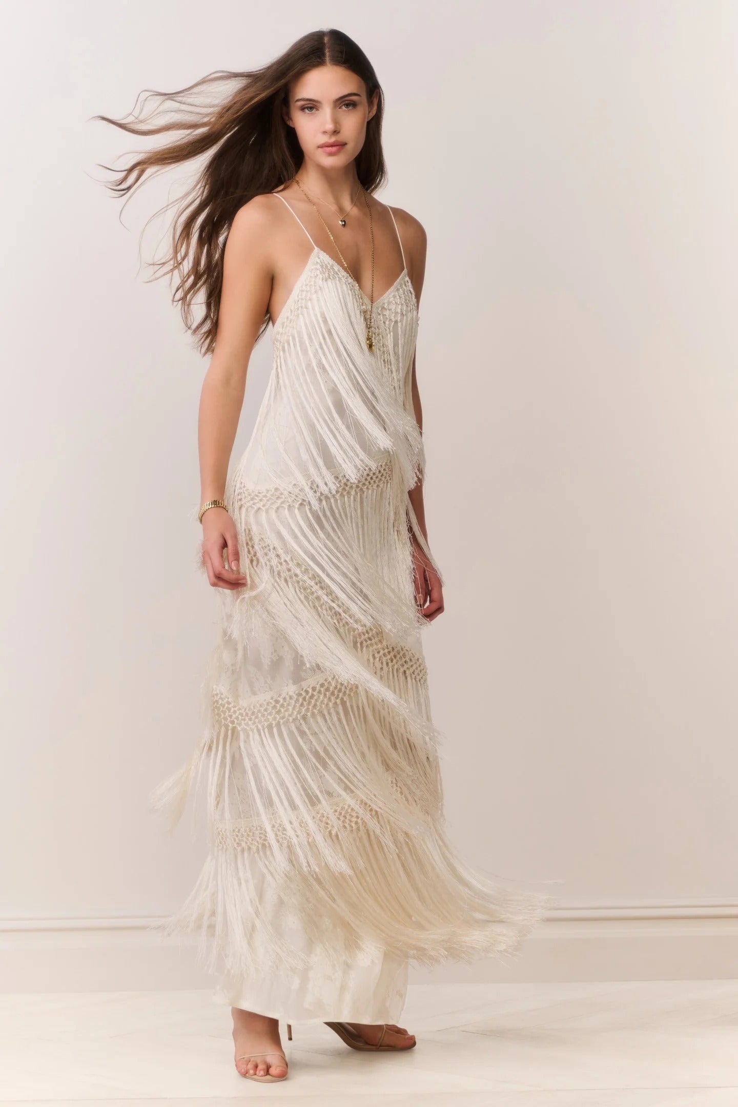 Delphi Fringe Lace Gown