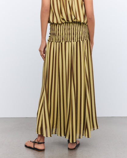 Tan And Yellow Striped Two-Piece Set
