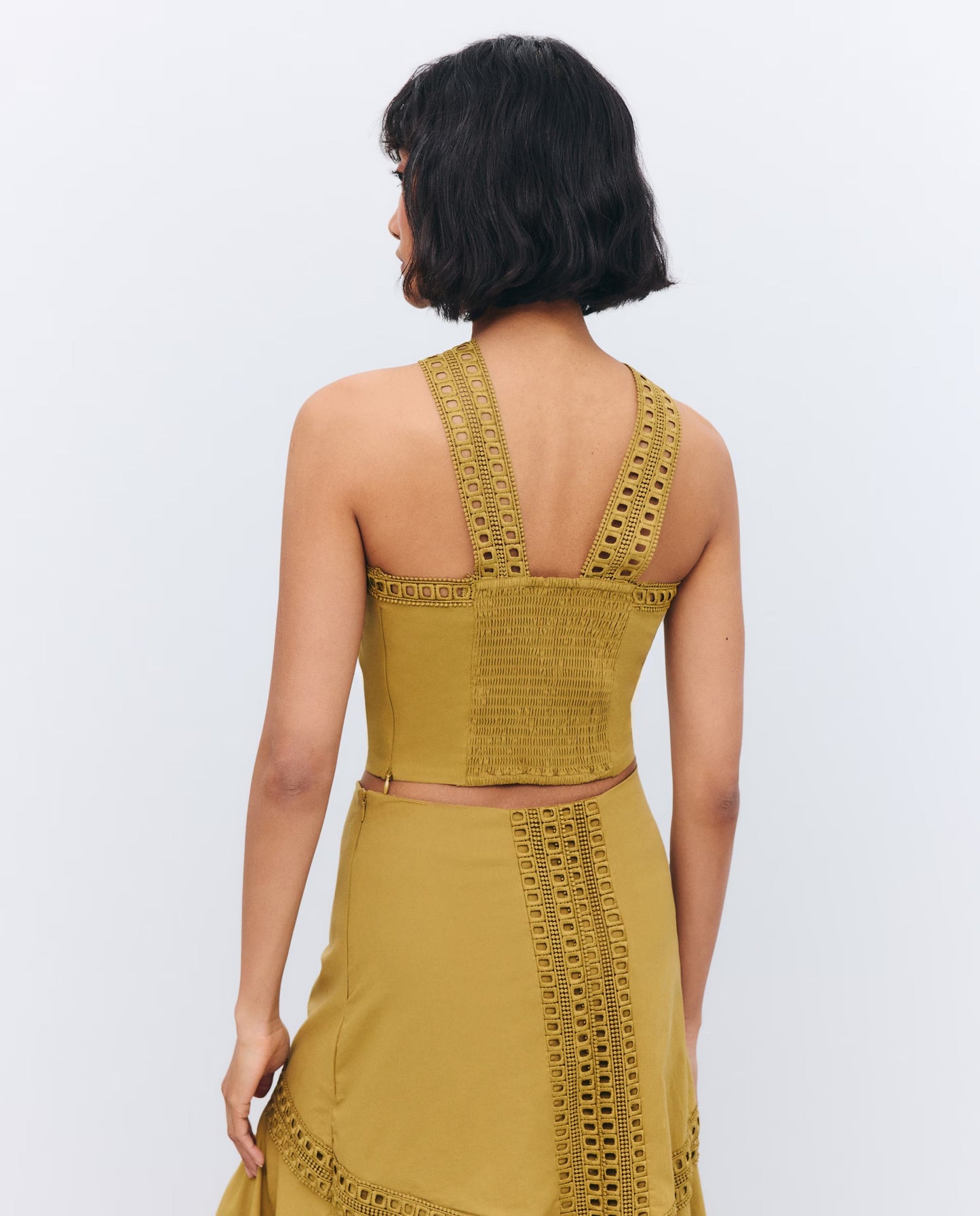 Lace-Trimmed Cut-Out Camisole Dress