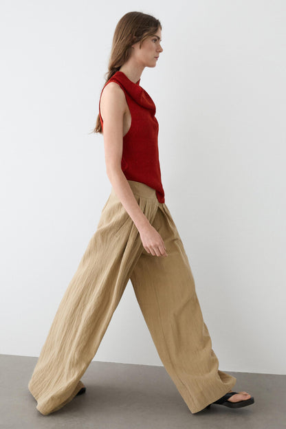 Palazzo trousers with box pleats