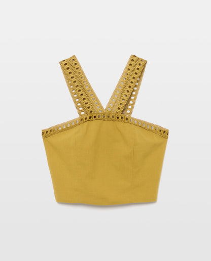 Lace-Trimmed Cut-Out Camisole Dress