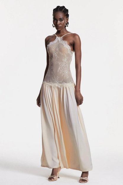 Cadwalader Lace Floral Ruch Maxi Dress