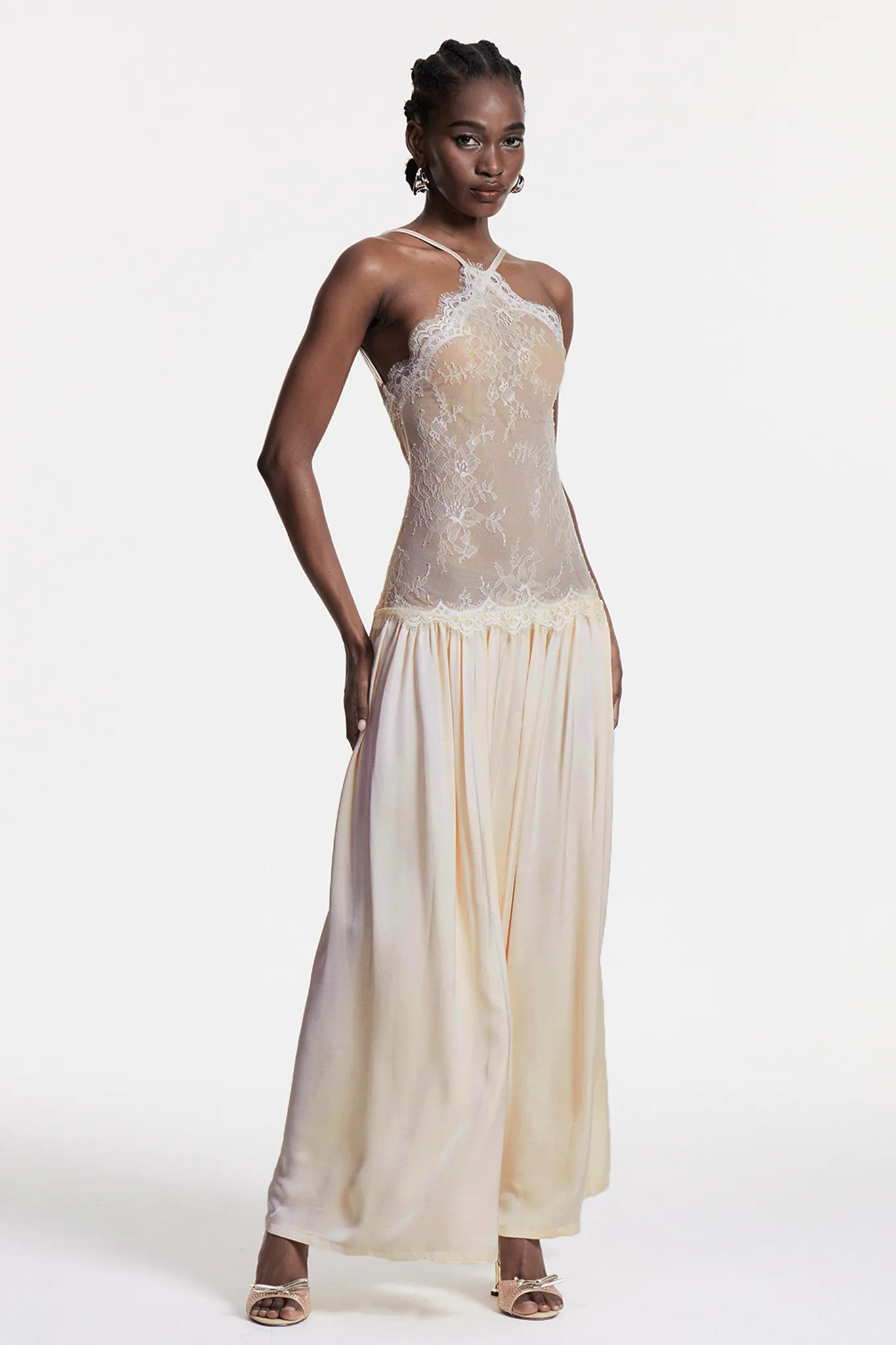 Cadwalader Lace Floral Ruch Maxi Dress