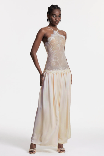 Cadwalader Lace Floral Ruch Maxi Dress