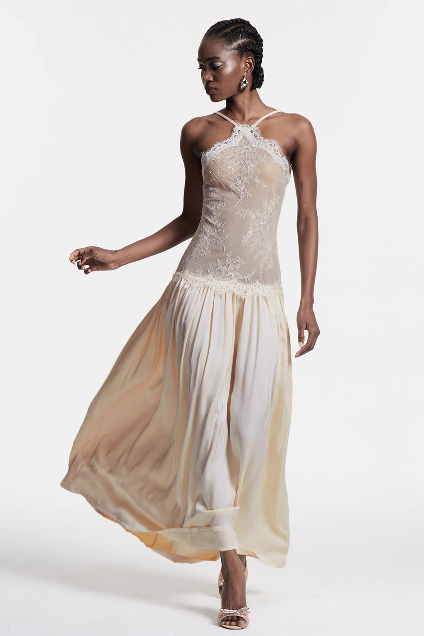 Cadwalader Lace Floral Ruch Maxi Dress