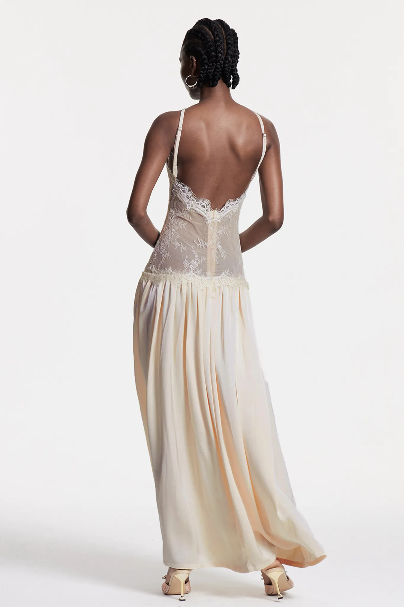 Cadwalader Lace Floral Ruch Maxi Dress