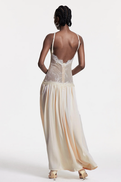 Cadwalader Lace Floral Ruch Maxi Dress