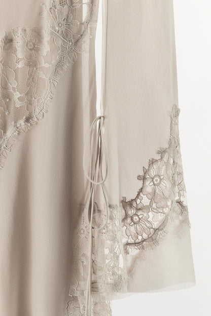 EMBROIDERED LACE GEORGETTE MIDI DRESS