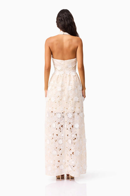 Sienna V-Neck Gown in Cream